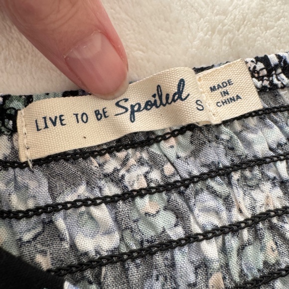 Live To Be Spoiled Ruched Bodycon Mini Dress S Black Floral - Picture 7 of 9